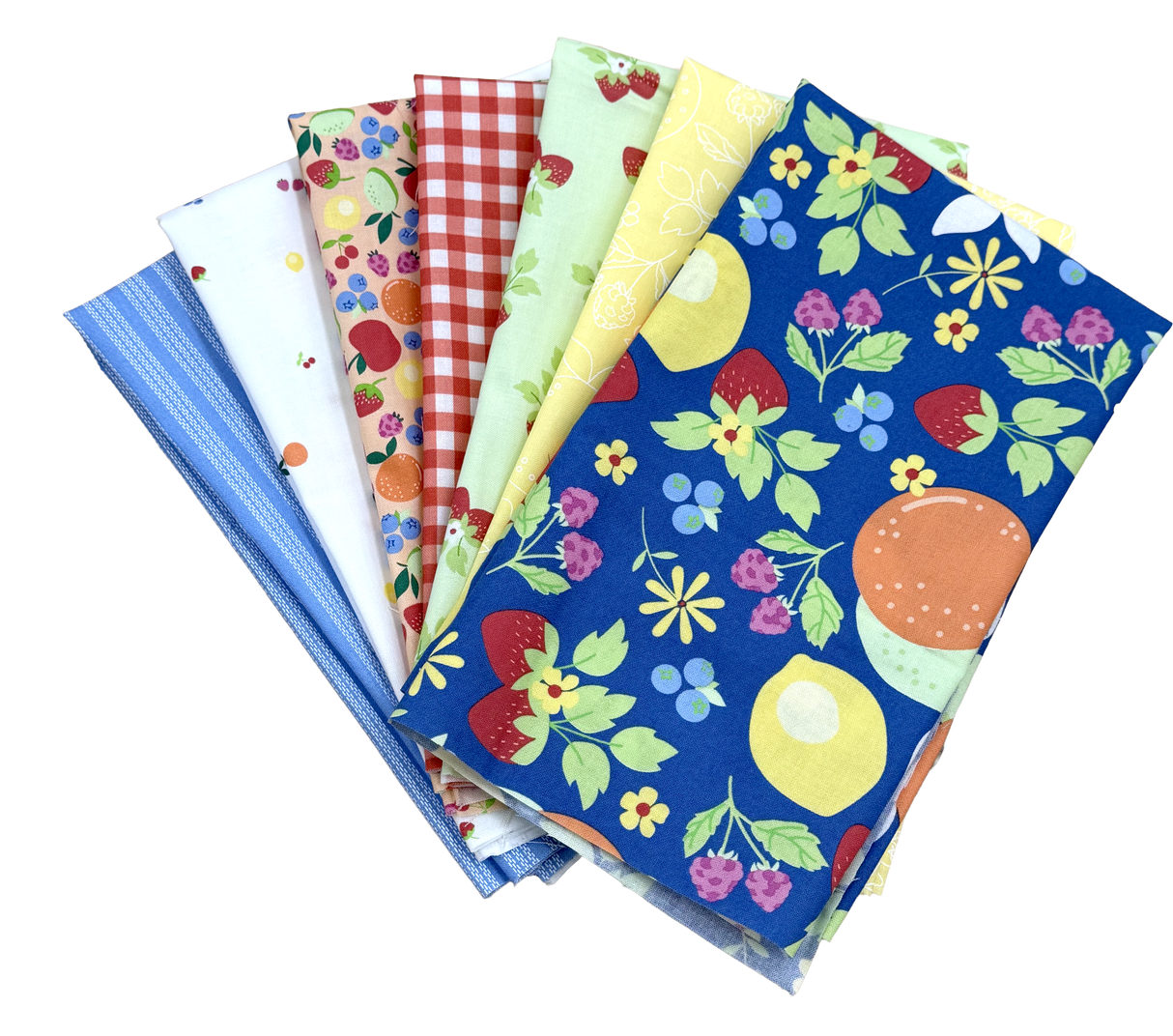 Fruit Salad Blue Color Bundle includes 7 Fat Quarters
