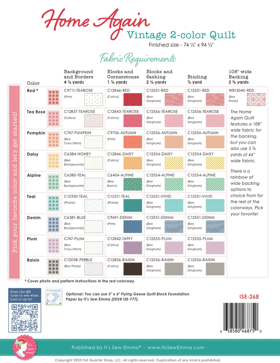 Home Again Quilt Pattern # ISE-268