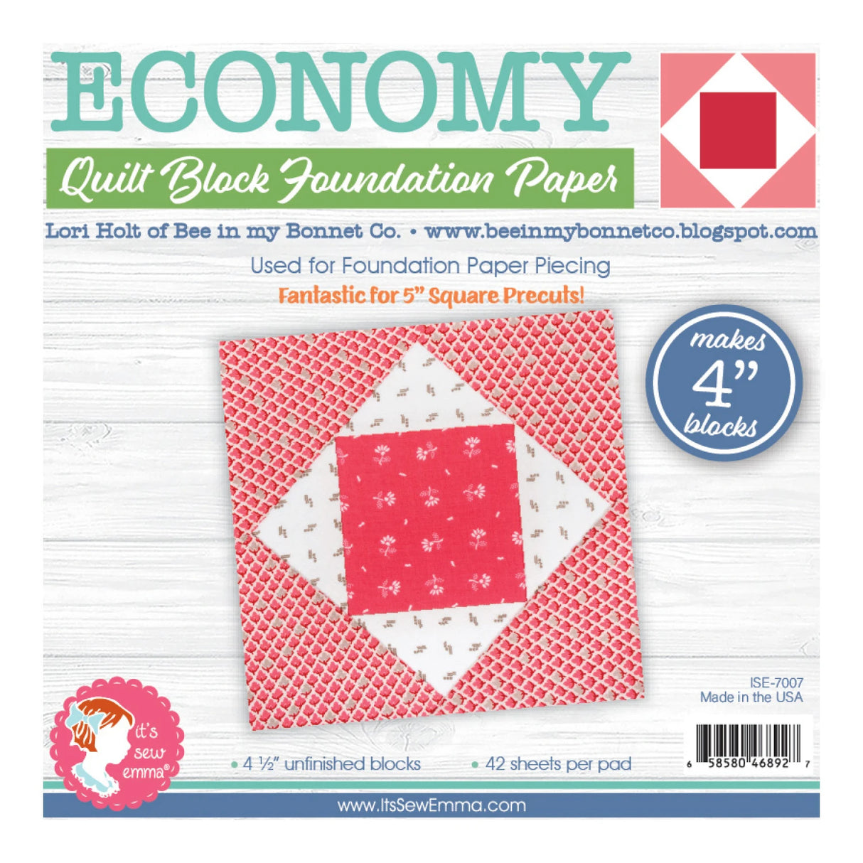 Economy Quilt Block 4in Foundation Paper Piecing