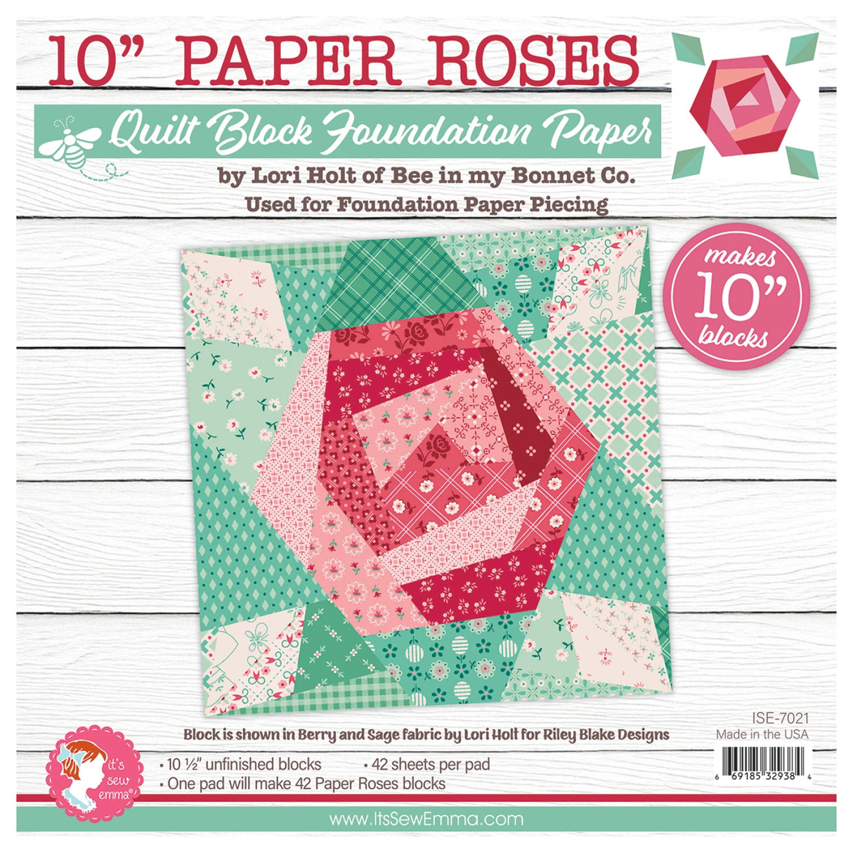Paper Roses 10in Foundation Paper Piecing