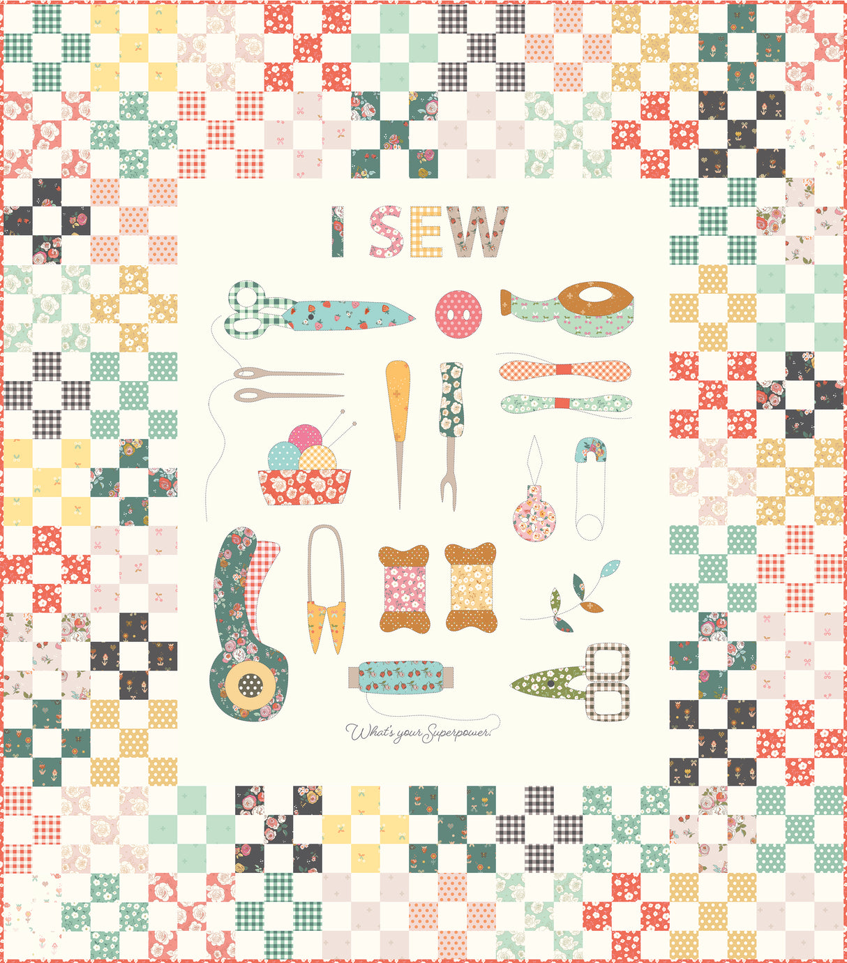I Sew Panel Quilt Kit by Minki Kim for Riley Blake Fabric