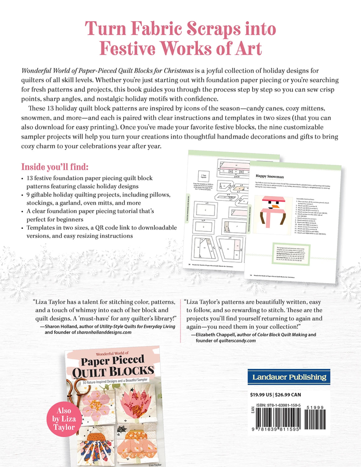 Liza Taylor Wonderful World of Paper-Pieced Quilt Blocks for Christmas Book