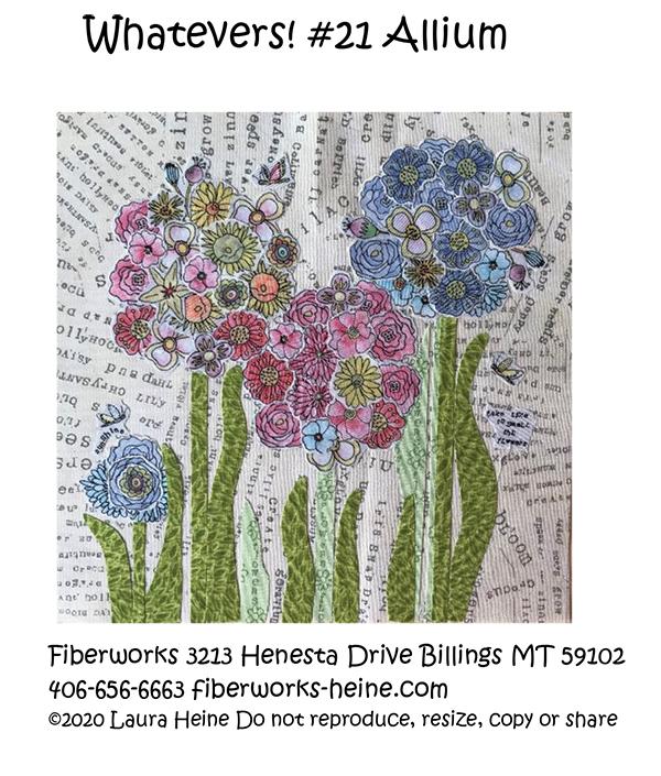 Whatevers! #21 Allium includes pattern by Laura Heine Pattern makes collage quilt that measures 8 x8