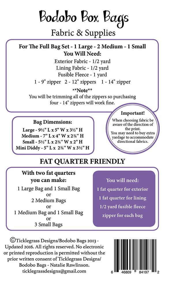 Bodobo Box Bags ## TG-1301 From Bodobo Bags By Natalie Rawlinson,  4 Bag Sizes