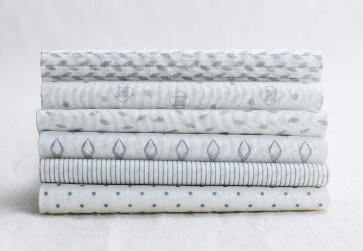 Mixed Bag of Bon Bons Gray Half Yard Bundle by Jen Kingwell for Moda Fabrics includes 6 Half Yard Cuts