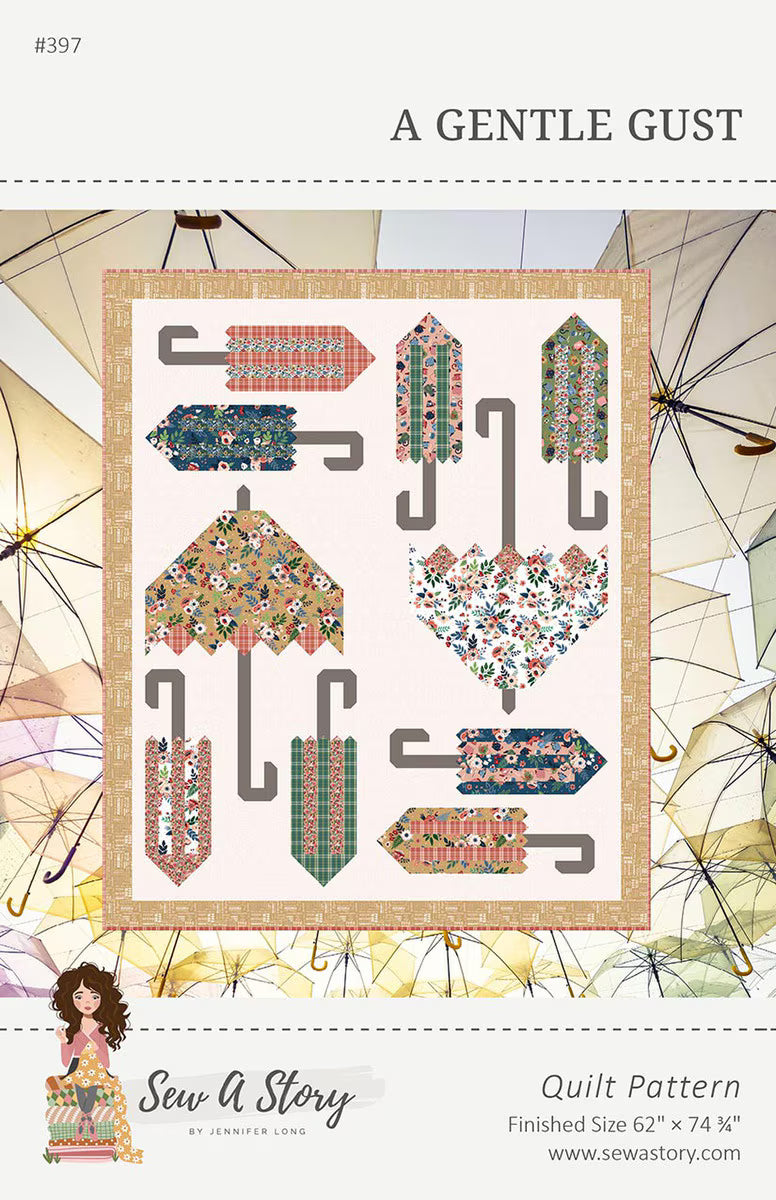 A Gentle Gust Jennifer Long Quilt Pattern 397  From Sew A Story finished Size 62 x 74