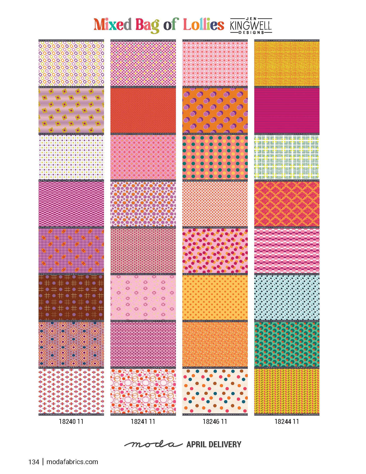 Mixed Bag of Lollies Half Yard Bundle includes by Jen Kingwell for Moda Fabrics