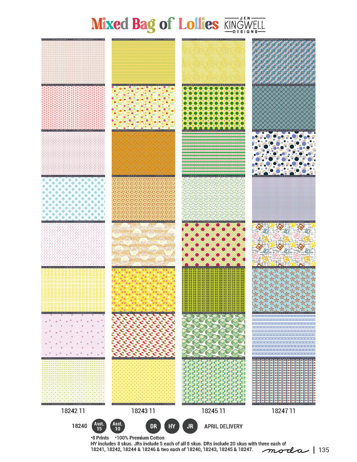 Mixed Bag of Lollies Half Yard Bundle includes by Jen Kingwell for Moda Fabrics