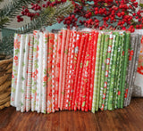 Poinsettia and Pear Red Fat Quarter  Bundle includes 34 Fat Quarters