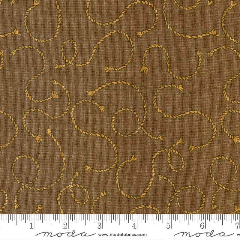 Ponderosa Rope 'Em Tossed Ropes Boot Brown Yardage 20864-22 by Stacy Iest Hsu for Moda fabrics sold in 1/2 yard increments