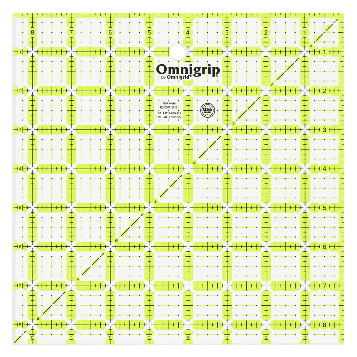Omnigrid Omnigrip Neon Ruler 8-1/2in Square RN85