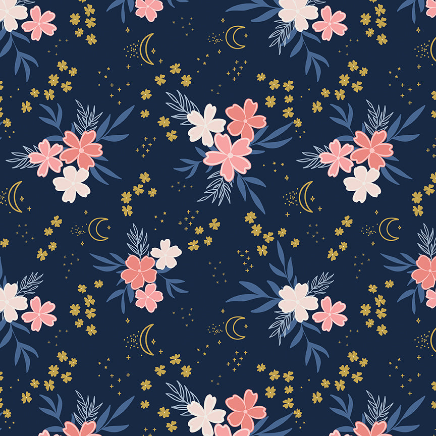 Moonchild Main Midnight Yardage SC13820-Midnight by Fran Gulick of Cotton and Joy for Riley Blake Designs Sold in 1/2 yard increments
