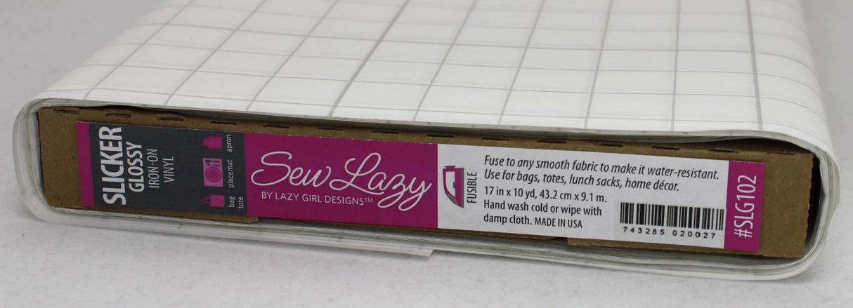 Sew Lazy Slicker Iron-on Glossy Vinyl Interfacing 17 in x 10yd # SLG10217in Sold in 1/2 yard increments SLG101 (Copy) (Copy)