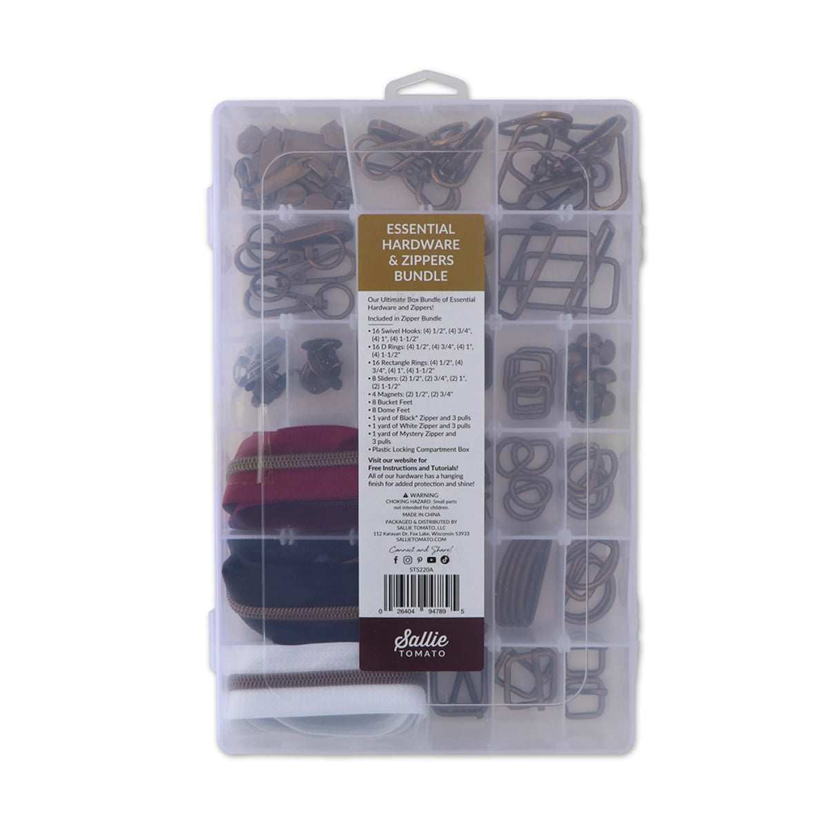 Essential Box Bundle Of Hardware & Zippers Gunmetal # STS220B