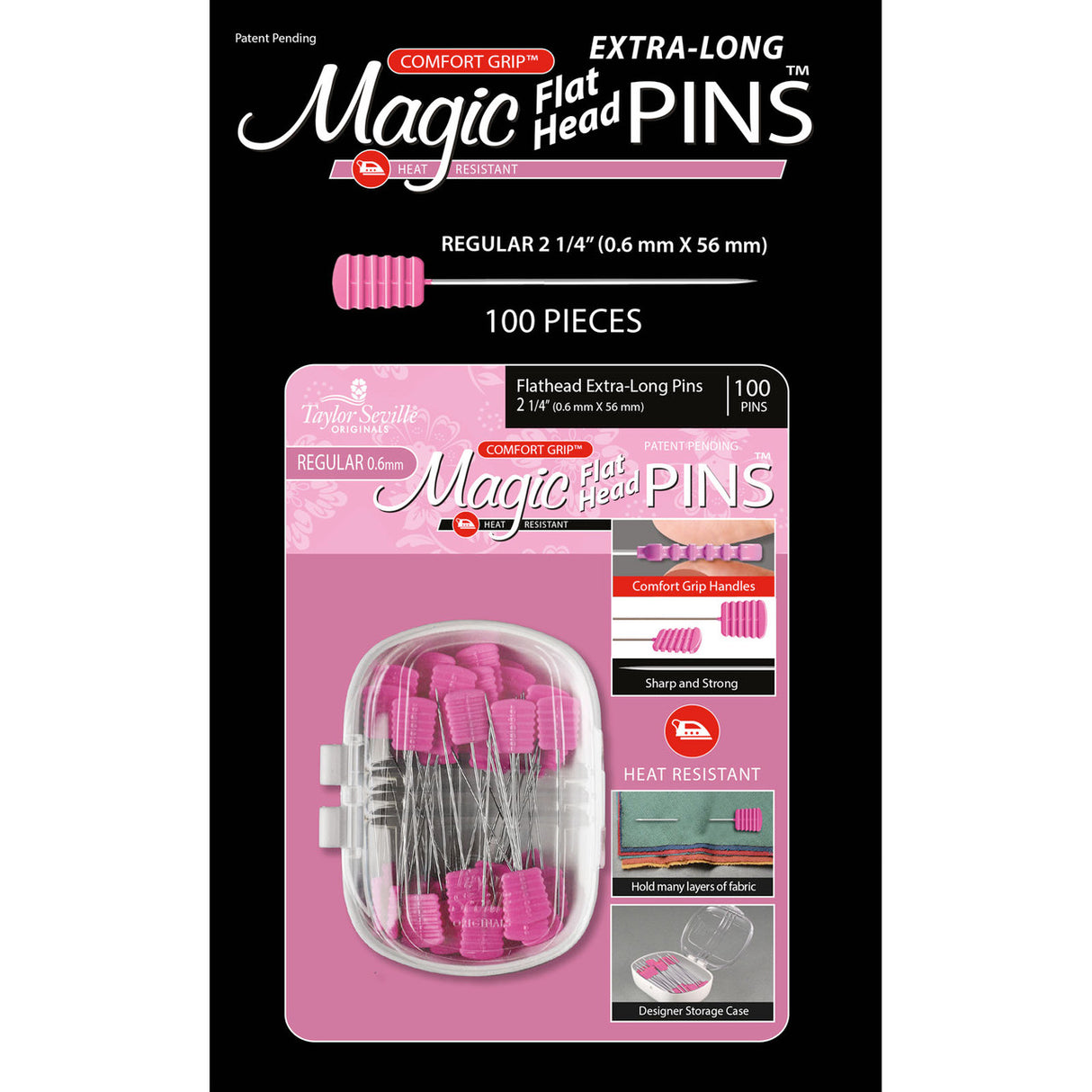 Magic Pins Flathead Extra Long Regular 0.6mm 100pc 220306