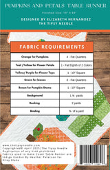 Pumpkins and Petals Table Runner Pattern - Tipsy Needle Quilt Pattern TTN-140 Runner Size is 19" X 69