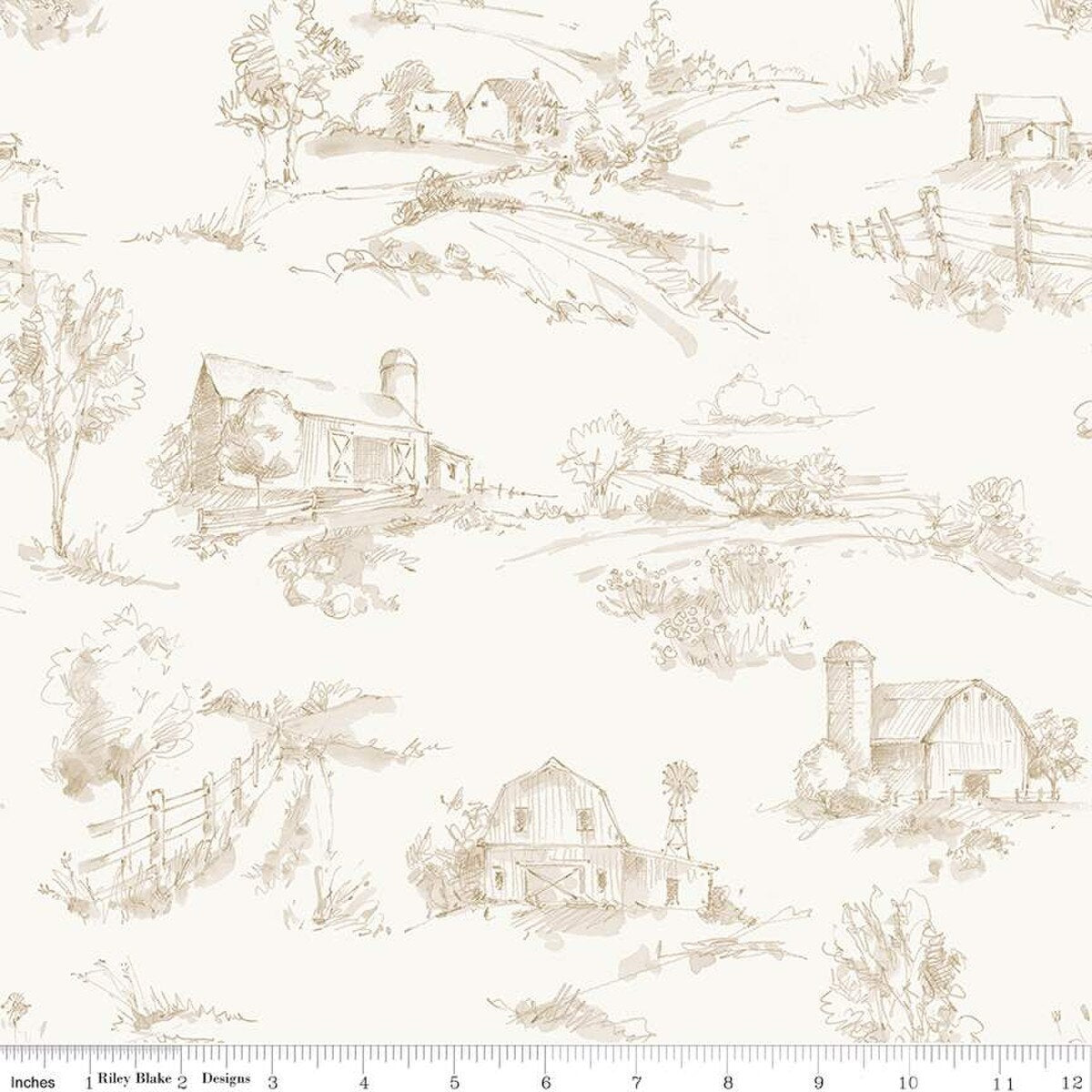 Country Scenery 108" Wide Back Yardage Sand WB14539-SAND by Riley Blake Designs Sold in 1 yard increments