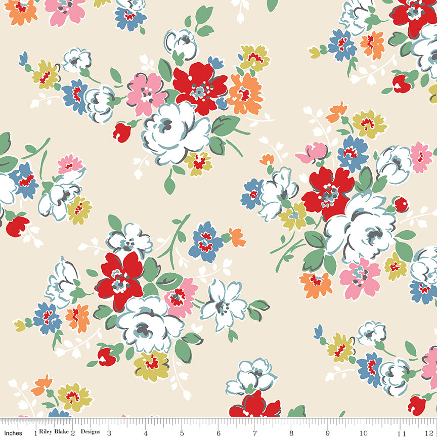 Cath Kidston® Signature Collection 107/108" Wide Back Clifton Rose Cream Sold in 1/2 Yard Increments