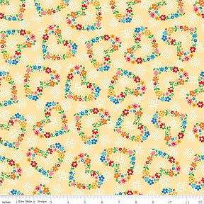 Arbor Blossoms Hearts Yellow C6251-Yellow by Nadra Ridgeway of Ellis and Higgs for Riley Blake Designs Sold in 1/2 yard increments