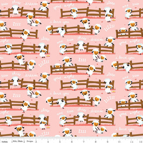 Harmony Farm Harmony Sheep Dream Pink SKU# C6691-Pink by Shawn Wallace for Riley Blake Sold in 1/2 Yard Increments