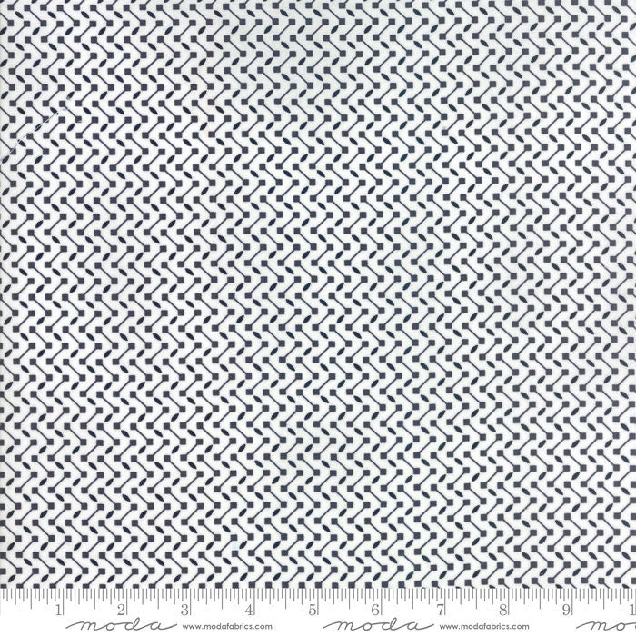 Dot Dot Boo! Boo Tracks White - Black 22332-24 by Me & My Sisters Designs for Moda FabricsSold in 1/2 Yard Increments