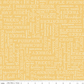 Autumn Love Yellow Text Yardage SKU# C7361-YELLOW Autumn Love by Lori Holt for Riley Blake Designs