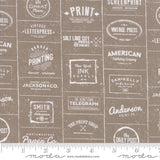 The Print Shop Clay Logos Yardage 5740-32 by Sweetwater for Moda available in 1/2 yard