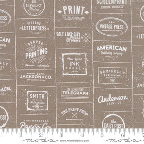 The Print Shop Clay Logos Yardage 5740-32 by Sweetwater for Moda available in 1/2 yard