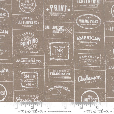 The Print Shop Clay Logos Yardage 5740-32 by Sweetwater for Moda available in 1/2 yard