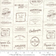 The Print Shop Cream and Clay Logos Yardage 5740-22 Sold in 1/2 yard increments cut continuously