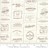 The Print Shop Cream and Clay Logos Yardage 5740-22 Sold in 1/2 yard increments cut continuously