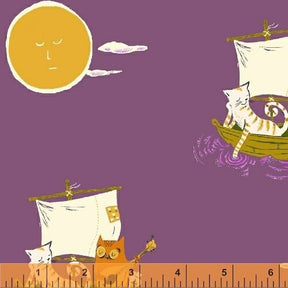 Far Far Away II Plum Owl & The Pussycat Yardage SKU# 51199-6 By Heather Ross for Windam Fabrics Sold in 1/2 Yard Increments