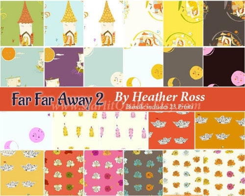 Far Far Away II Plum Owl & The Pussycat Yardage SKU# 51199-6 By Heather Ross for Windam Fabrics Sold in 1/2 Yard Increments