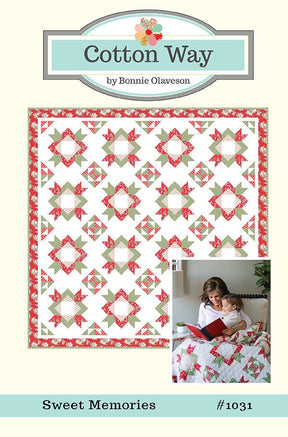Sweet Memories Quilt Pattern, Cotton Way CW1031P Quilt is 72" x 72"