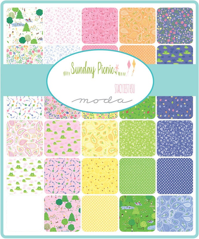 Sunday Picnic Mini Charm Pack 2.5" 20670MC by Stacy Iest Hsu for Moda Fabrics bin 59