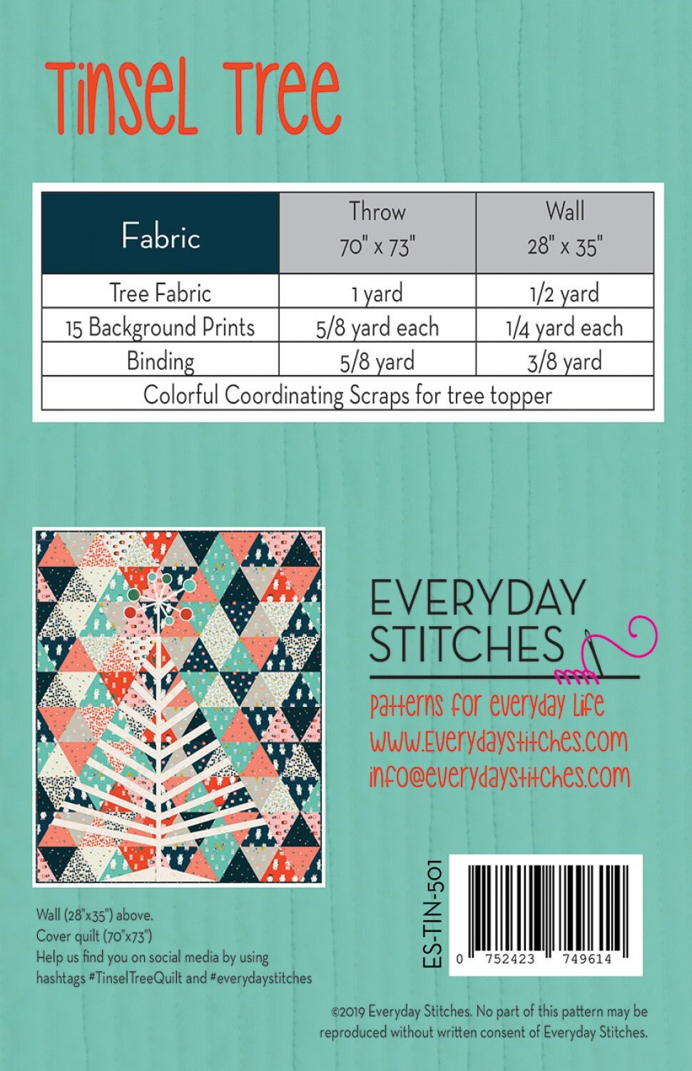 Tinsel Tree Quilt Pattern ES-TIN-501
