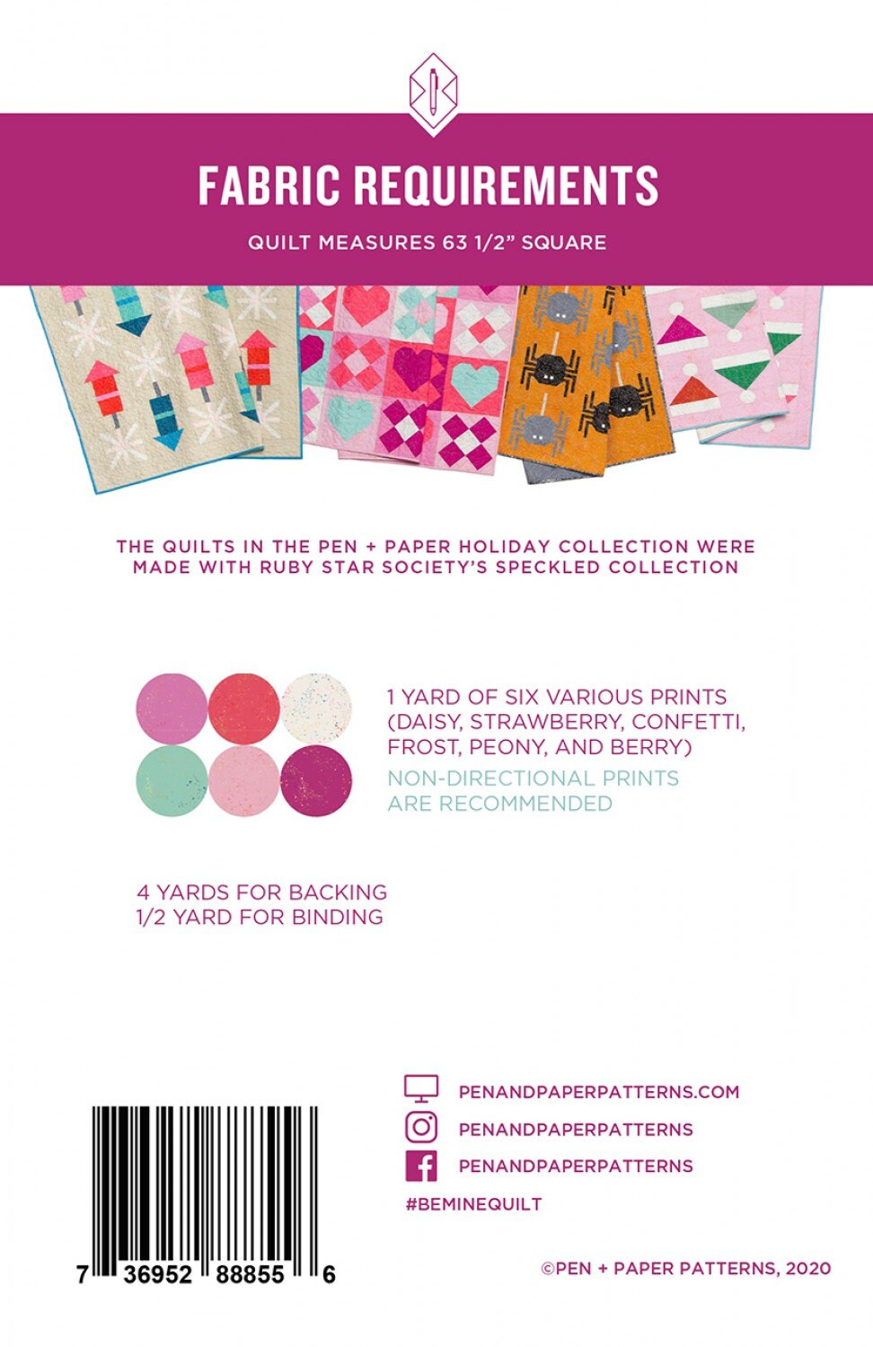 Be Mine Quilt Pattern PAPP21 from Pen & Paper Patterns By Lindsey