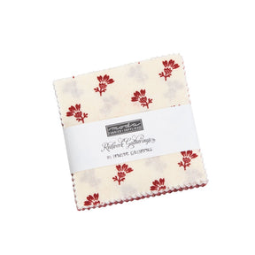 Redwork Gatherings Mini Charm Pack 2.5" 49110mc by Primitive Gatherings for Moda fabrics bin 104
