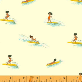 Malibu Heather Ross Tiny Surfers Cream for Windham Fabrics 52146-5 sold in 1/2 yard increments
