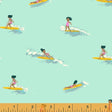Malibu Heather Ross Tiny Surfers Sea Foam for Windham Fabrics 52146-6 Sold in 1//2 Yard increments