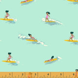 Malibu Heather Ross Tiny Surfers Sea Foam for Windham Fabrics 52146-6 Sold in 1//2 Yard increments