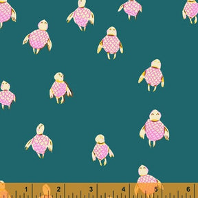 Malibu Heather Ross Sea Turtles Dark Teal for Windham Fabrics 52150-17 Sold in 1/2 Yard Increments