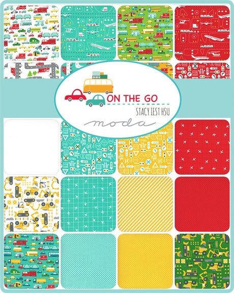 On the Go Stay In Your Lane Green Light HALF YARD INCREMENTS 20727-15 by Stacy Iest Hsu for Moda Fabrics