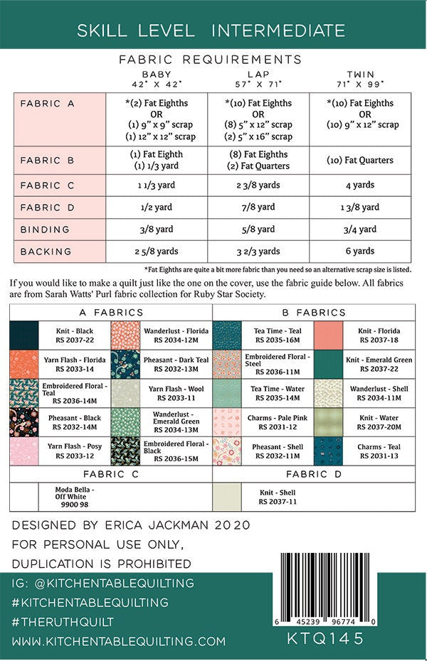 The Ruth Quilt KTQ 145 Kitchen Table Quilt