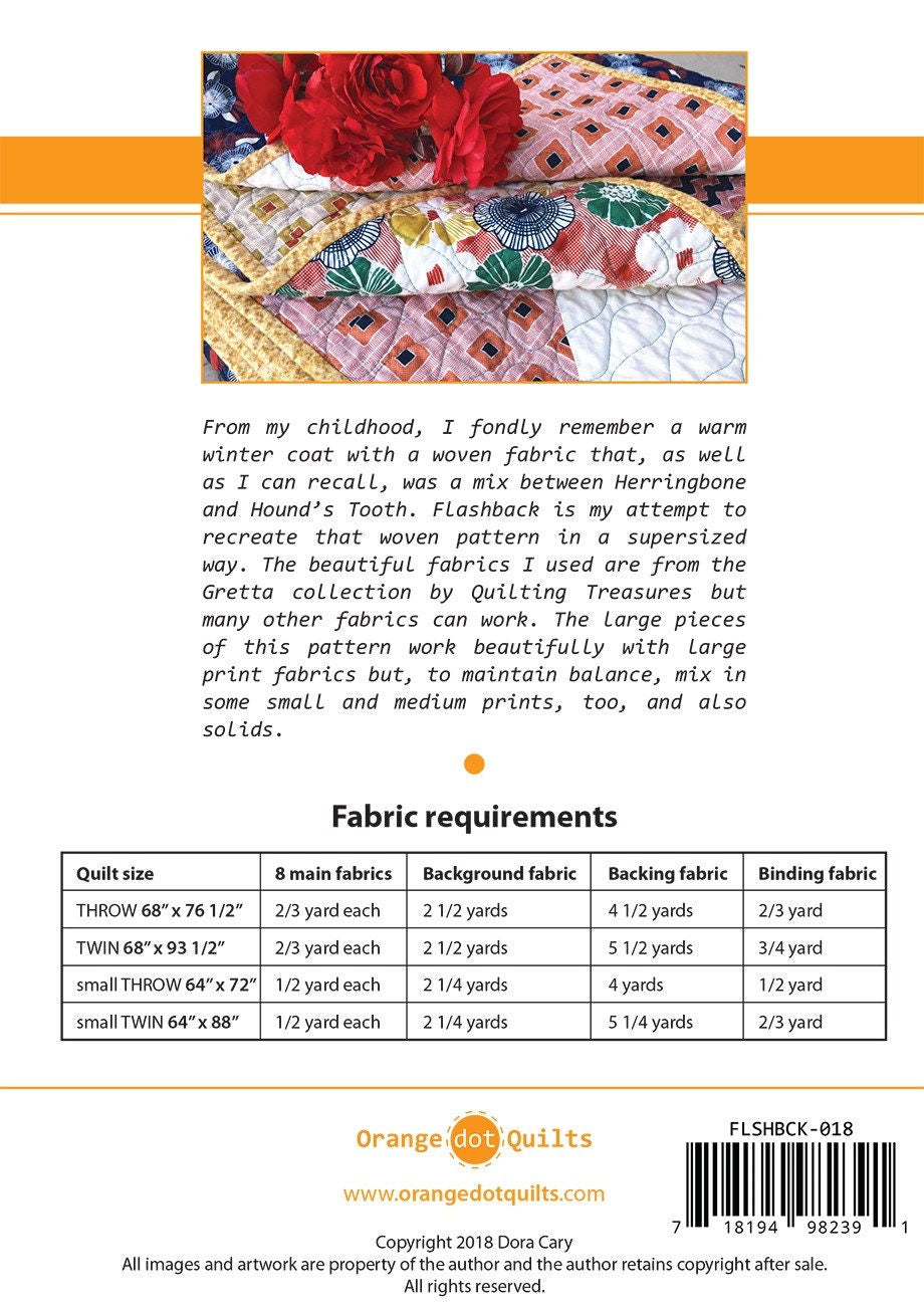Flashback Quilt pattern by Dora Cary for Orange Dot Quilts FLSHBCK-018