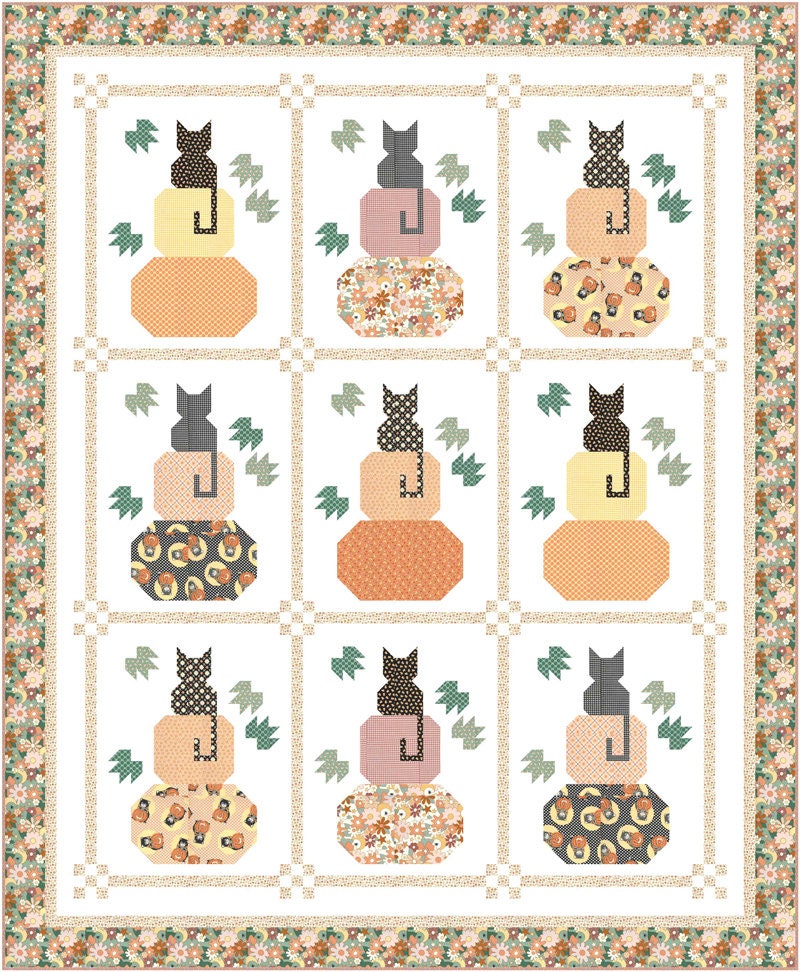 Kitty Corn Kitty Midnight Yardage 31171-17 by Urban Chiks for Moda Fabrics Sold in 1/2 Yard Increments