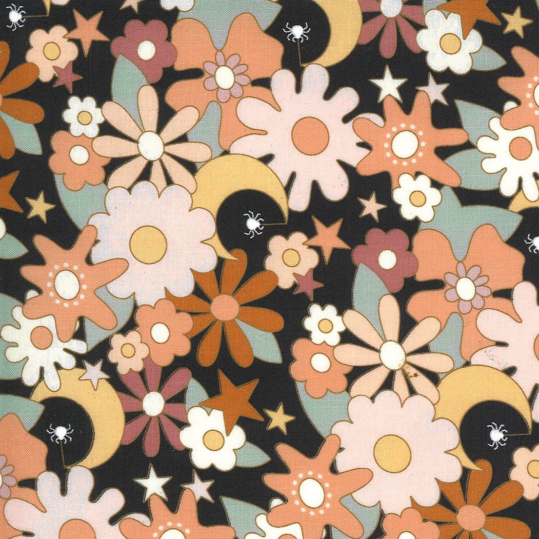 Kitty Corn Twilight Garden Midnight Yardage 31172-17 by Urban Chiks for Moda Fabrics Sold in 1/2 Yard Increments