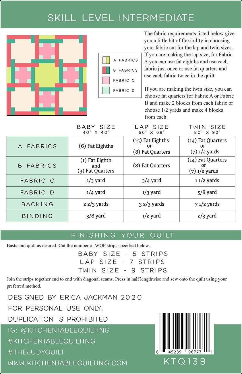 The Judy Quilt Pattern KTQ139 by Kitchen Table Quilting