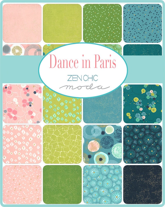 Dance in Paris Swing Grass Yardage 1745-15M Day in Paris by Zen Chic for Moda Fabrics sold in 1/2 yard increments