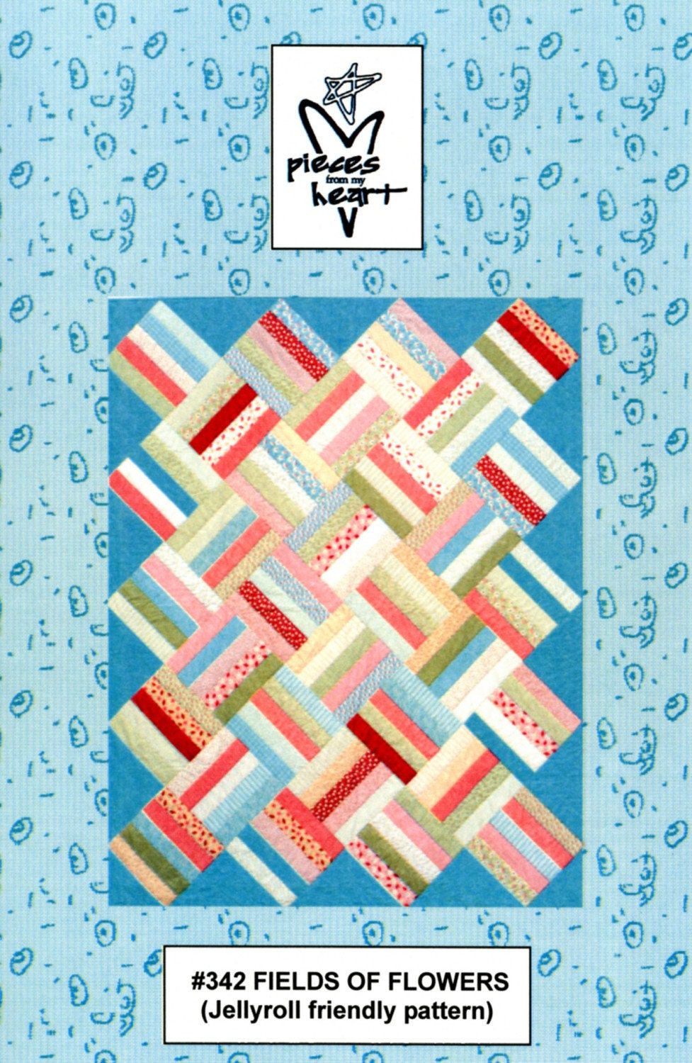 Fields of Flowers Printed Pattern by Pieces of My Heart #342 Jelly Roll Friendly 56" x 70" Sandy Gervais
